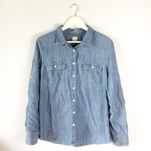 J. Crew Denim Chambray Button Top